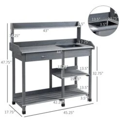 Table De Rempotage Grise 45,25 Po X 47,75 Po X 17,75 Po Par Outsunny -Outsunny 330977212 AlternateImage2 l