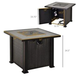 Table Extérieure Noire En Acier 30 Po Par Outsunny Avec Foyer Au Gaz Naturel De 50 000 BTU -Outsunny 330977220 AlternateImage2 l