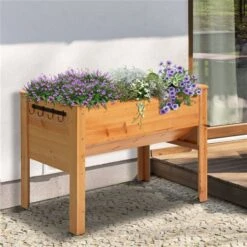 Jardinière Surélevée En Bois Naturel 23,5 Po X 48,75 Po Par Outsunny Avec Crochets -Outsunny 330977224 AlternateImage2 l