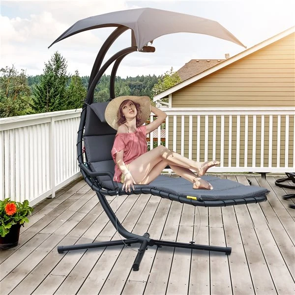 Translatlantique En Tissu Anthracite Par Outsunny, Support Inclus 4 Translatlantique En Tissu Anthracite Par Outsunny, Support Inclus – Image 2