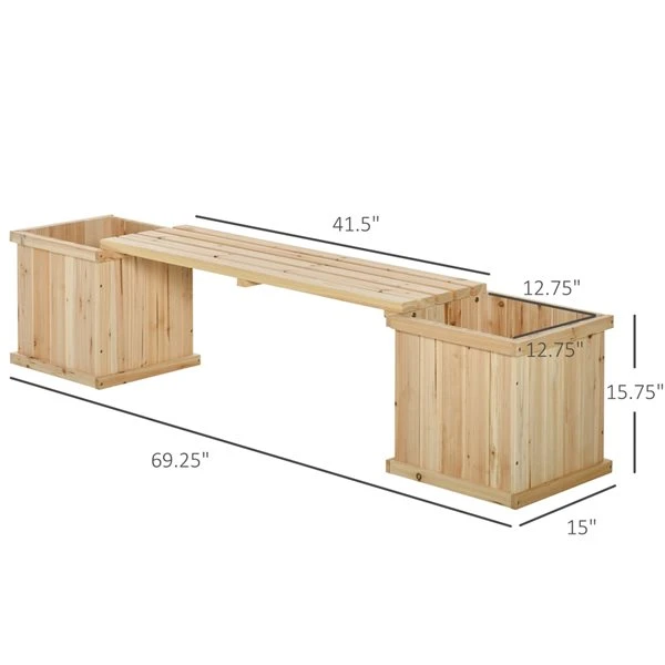 Jardinière Surélevée En Bois Naturel 15 Po X 69,25 Po Par Outsunny 5 Jardinière Surélevée En Bois Naturel 15 Po X 69,25 Po Par Outsunny – Image 3