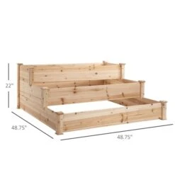 Jardinière Surélevée En Bois Naturel à 3 Niveaux 48,75 Po X 48,75 Po Par Outsunny -Outsunny 330977228 AlternateImage2 l
