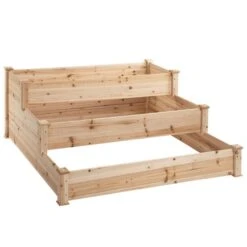 Jardinière Surélevée En Bois Naturel à 3 Niveaux 48,75 Po X 48,75 Po Par Outsunny -Outsunny 330977228 AlternateImage4 l