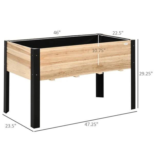 Jardinière Surélevée En Bois Noir 23,5 Po X 47,25 Po Par Outsunny 4 Jardinière Surélevée En Bois Noir 23,5 Po X 47,25 Po Par Outsunny – Image 2