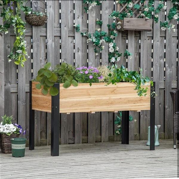 Jardinière Surélevée En Bois Noir 23,5 Po X 47,25 Po Par Outsunny 5 Jardinière Surélevée En Bois Noir 23,5 Po X 47,25 Po Par Outsunny – Image 3