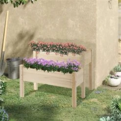 Jardinière Surélevée En Bois Naturel à 2 Niveaux 33,5 Po X 33,75 Po Par Outsunny -Outsunny 330977248 AlternateImage2 l