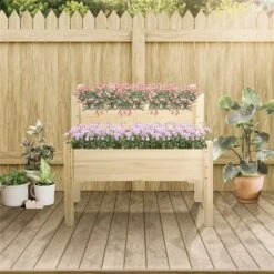 Jardinière Surélevée En Bois Naturel à 2 Niveaux 33,5 Po X 33,75 Po Par Outsunny -Outsunny 330977248 AlternateImage3 l
