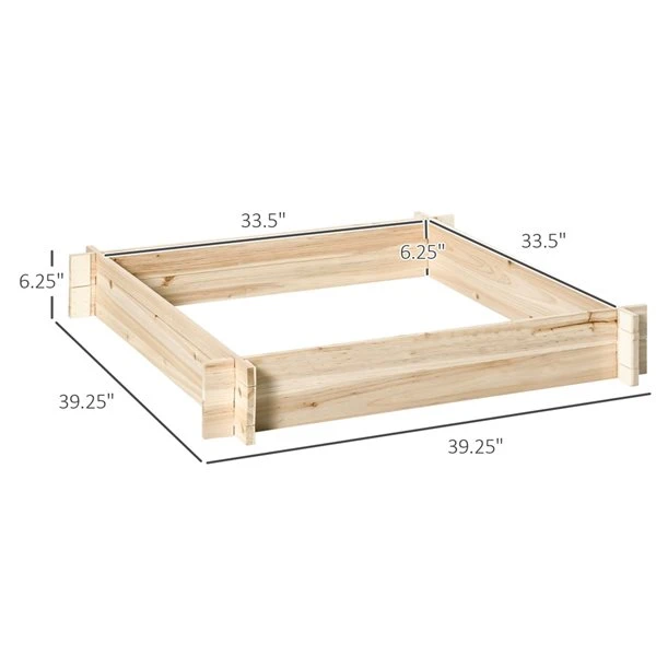 Jardinière Surélevée En Bois Naturel 39,25 Po X 39,25 Po Par Outsunny (sans Vis) 4 Jardinière Surélevée En Bois Naturel 39,25 Po X 39,25 Po Par Outsunny (sans Vis) – Image 2