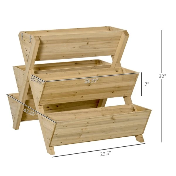 Jardinière Surélevée En Bois Brun 29,5 Po X 43,25 Po Par Outsunny Avec Crochets 4 Jardinière Surélevée En Bois Brun 29,5 Po X 43,25 Po Par Outsunny Avec Crochets – Image 2