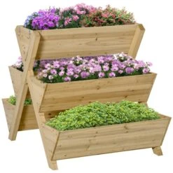 Jardinière Surélevée En Bois Brun 29,5 Po X 43,25 Po Par Outsunny Avec Crochets