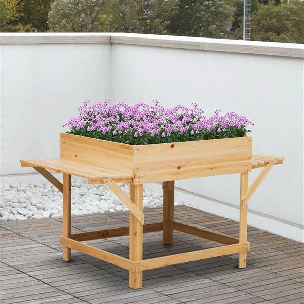 Jardinière Surélevée En Bois Naturel Non-tissé 29,5 Po X 51,5 Po Par Outsunny 6 Jardinière Surélevée En Bois Naturel Non-tissé 29,5 Po X 51,5 Po Par Outsunny – Image 4