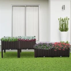 Jardinière Surélevée En Bois Brun 15,75 Po X 15,75 Po Par Outsunny, 4 Pièces -Outsunny 330977273 AlternateImage3 l
