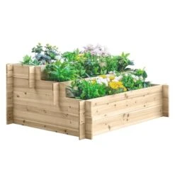 Jardinière Surélevée En Bois Naturel à 3 Niveaux 39,25 Po X 47,25 Po Par Outsunny