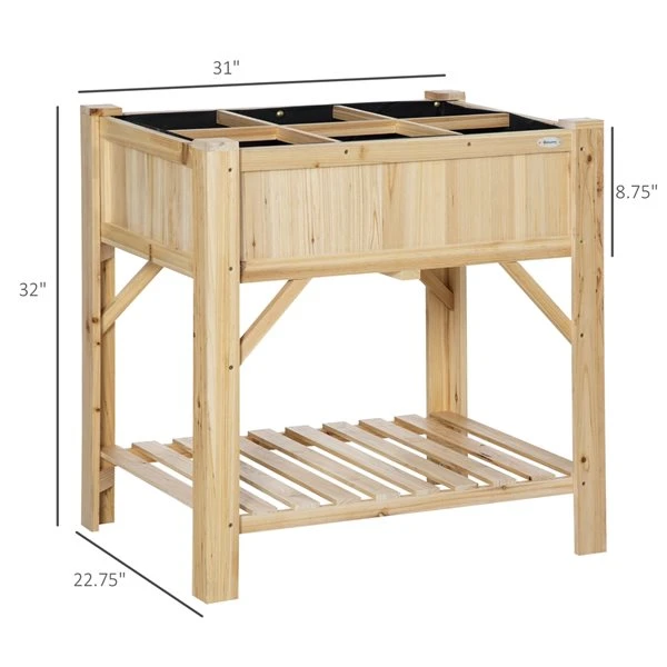Jardinière Surélevée En Bois Naturel 22,75 Po X 31 Po Par Outsunny 4 Jardinière Surélevée En Bois Naturel 22,75 Po X 31 Po Par Outsunny – Image 2