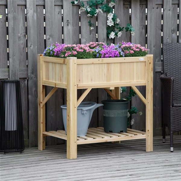 Jardinière Surélevée En Bois Naturel 22,75 Po X 31 Po Par Outsunny 6 Jardinière Surélevée En Bois Naturel 22,75 Po X 31 Po Par Outsunny – Image 4