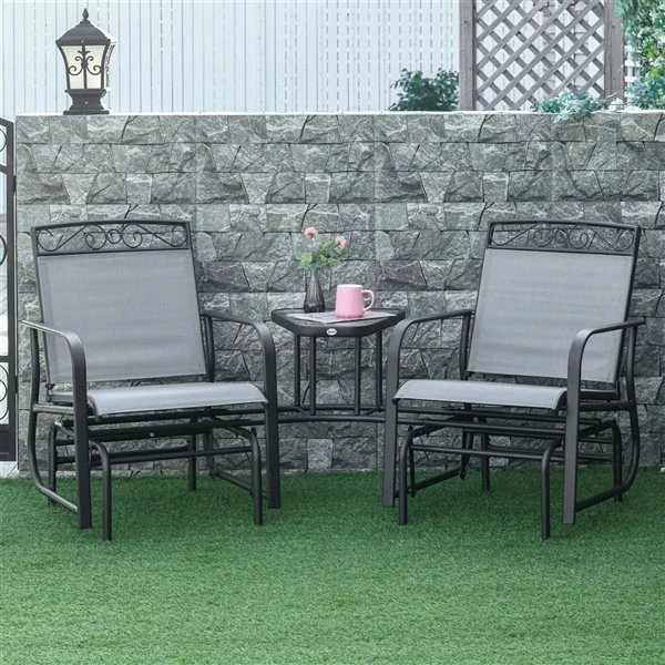 Berceuse Extérieure En Métal Avec Table Basse Par Outsunny, 3 Pièces 4 Berceuse Extérieure En Métal Avec Table Basse Par Outsunny, 3 Pièces – Image 2