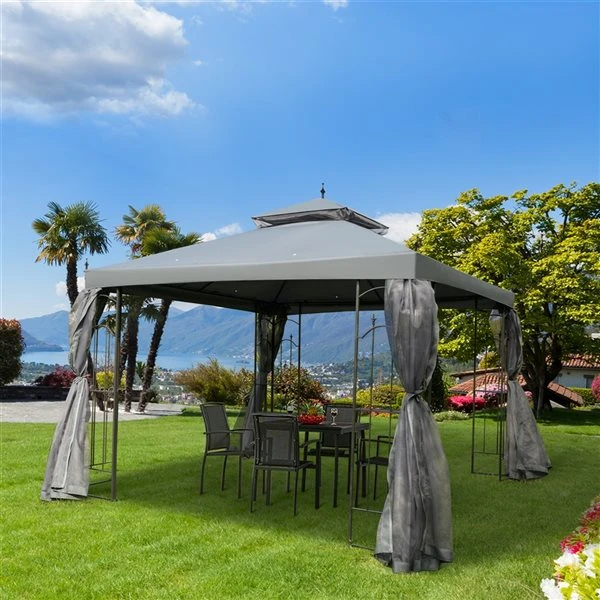Abri De Jardin Permanent Outsunny En Métal Gris Carré Avec Toit En Polyester De 9,8 Pi X 9,8 Pi 4 Abri De Jardin Permanent Outsunny En Métal Gris Carré Avec Toit En Polyester De 9,8 Pi X 9,8 Pi – Image 2