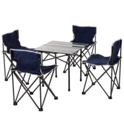 Ensemble De Mobilier De Camping Pliable 5 Pièces Par Outsunny En Aluminium Bleu