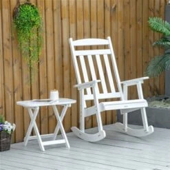 Chaise Berçante Outsunny En Bois Blanc Avec Siège à Lattes Et Table Basse 7 Chaise Berçante Outsunny En Bois Blanc Avec Siège à Lattes Et Table Basse -Outsunny 330979303 AlternateImage1 l