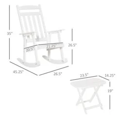 Chaise Berçante Outsunny En Bois Blanc Avec Siège à Lattes Et Table Basse 8 Chaise Berçante Outsunny En Bois Blanc Avec Siège à Lattes Et Table Basse -Outsunny 330979303 AlternateImage2 l