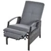 Chaise Inclinable Stationnaire Outsunny En Osier Et Métal Gris Avec Coussin De Siège Gris -Outsunny 330979305 MainImage 001 l