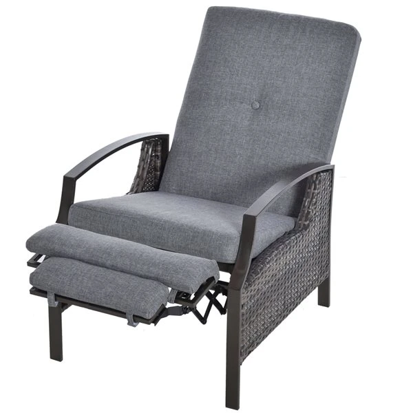 Chaise Inclinable Stationnaire Outsunny En Osier Et Métal Gris Avec Coussin De Siège Gris 3 Chaise Inclinable Stationnaire Outsunny En Osier Et Métal Gris Avec Coussin De Siège Gris