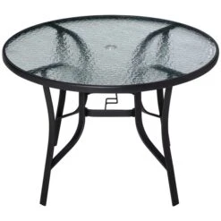 Table à Manger Pour L'extérieur Ronde Par Outsunny Avec Trou Pour Parasol De 42 po L. X 42 po L.