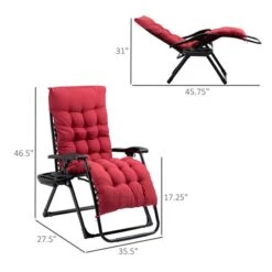 Chaise Stationnaire Outsunny à Posture Zéro-gravité En Métal Noir Avec Coussin De Siège Rouge -Outsunny 330979312 AlternateImage2 l