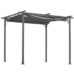 Pergola Autoportante Outsunny En Métal Noir De 116,6 Po L. X 117,6 Po L. X 90 Po H., Auvent Inclus