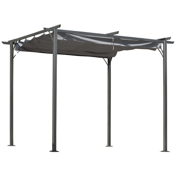 Pergola Autoportante Outsunny En Métal Noir De 116,6 Po L. X 117,6 Po L. X 90 Po H., Auvent Inclus 3 Pergola Autoportante Outsunny En Métal Noir De 116,6 Po L. X 117,6 Po L. X 90 Po H., Auvent Inclus