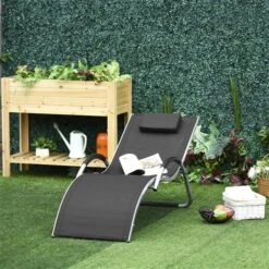 Chaise Longue Stationnaire Outsunny En Métal Gris Avec Siège En Maille Noir 7 Chaise Longue Stationnaire Outsunny En Métal Gris Avec Siège En Maille Noir -Outsunny 330979324 AlternateImage1 l