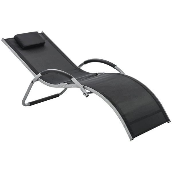 Chaise Longue Stationnaire Outsunny En Métal Gris Avec Siège En Maille Noir 3 Chaise Longue Stationnaire Outsunny En Métal Gris Avec Siège En Maille Noir