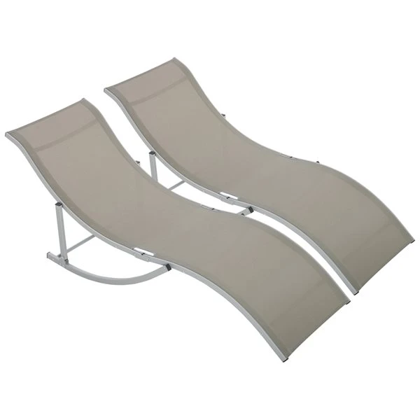 Chaises Longues Stationnaires Outsunny En Métal Gris Pâle Avec Siège En Maille Gris Pâle, Ensemble De 2 3 Chaises Longues Stationnaires Outsunny En Métal Gris Pâle Avec Siège En Maille Gris Pâle, Ensemble De 2