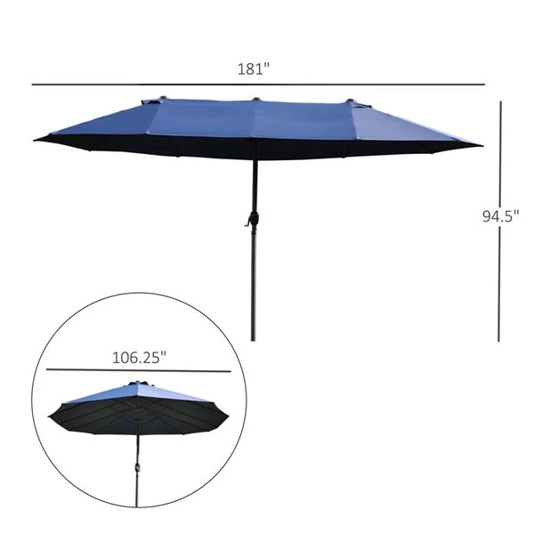 Parasol Double Bleu De 15 Pi Par Outsunny 5 Parasol Double Bleu De 15 Pi Par Outsunny – Image 3
