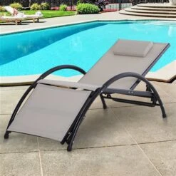 Chaise Longue Inclinable Stationnaire Outsunny En Métal Noir Avec Siège En Maille Beige -Outsunny 330979331 AlternateImage1 l