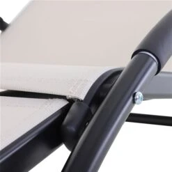 Chaise Longue Inclinable Stationnaire Outsunny En Métal Noir Avec Siège En Maille Beige -Outsunny 330979331 AlternateImage4 l
