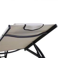 Chaise Longue Inclinable Stationnaire Outsunny En Métal Noir Avec Siège En Maille Beige -Outsunny 330979331 AlternateImage5 l