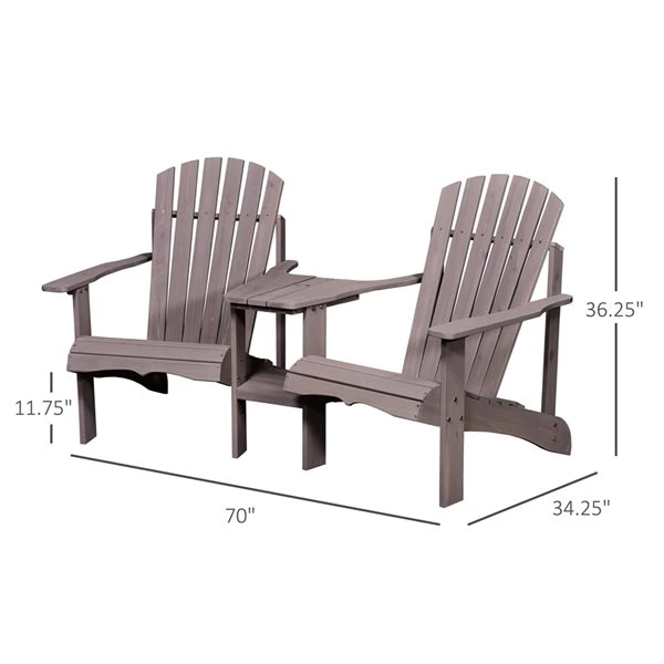 Fauteuil Adirondack Avec Table Moyenne Grise Par Outsunny, 2 Pièces 5 Fauteuil Adirondack Avec Table Moyenne Grise Par Outsunny, 2 Pièces – Image 3
