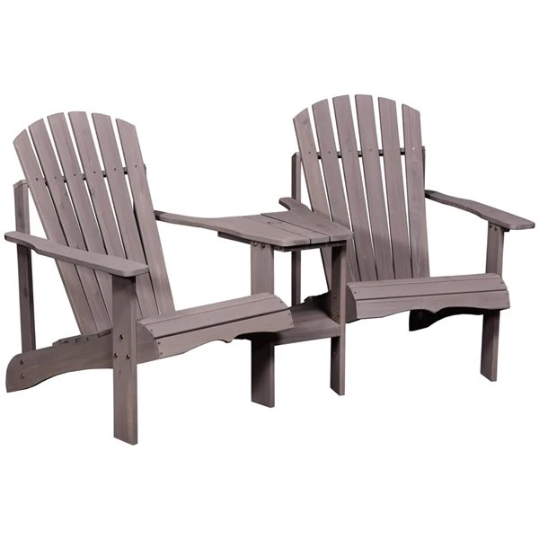 Fauteuil Adirondack Avec Table Moyenne Grise Par Outsunny, 2 Pièces 3 Fauteuil Adirondack Avec Table Moyenne Grise Par Outsunny, 2 Pièces