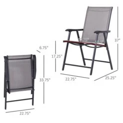 Chaises De Terrasse Stationnaires Outsunny En Métal Gris Foncé Avec Siège En Maille Gris Pâle, Ensemble De 4 -Outsunny 330979345 AlternateImage2 l