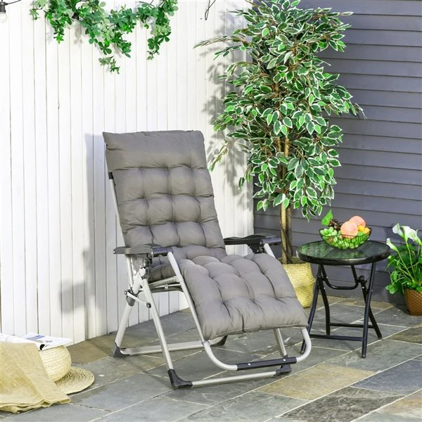 Chaise Stationnaire Outsunny à Posture Zéro-gravité En Métal Gris Pâle Avec Coussin De Siège Gris 4 Chaise Stationnaire Outsunny à Posture Zéro-gravité En Métal Gris Pâle Avec Coussin De Siège Gris – Image 2