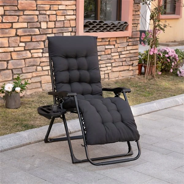 Chaise Stationnaire Outsunny à Posture Zéro-gravité En Métal Noir Avec Coussin De Siège Noir 4 Chaise Stationnaire Outsunny à Posture Zéro-gravité En Métal Noir Avec Coussin De Siège Noir – Image 2