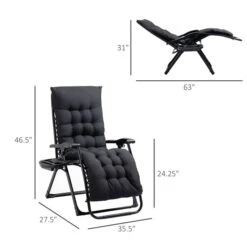 Chaise Stationnaire Outsunny à Posture Zéro-gravité En Métal Noir Avec Coussin De Siège Noir 8 Chaise Stationnaire Outsunny à Posture Zéro-gravité En Métal Noir Avec Coussin De Siège Noir -Outsunny 330979359 AlternateImage2 l