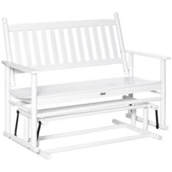 Banc Coulissant Pour L'extérieur Par Outsunny En Bois Blanc Pour 2 Personnes