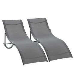 Chaises Longues Stationnaires Outsunny En Métal Gris Foncé Avec Siège En Maille Gris Foncé, Ensemble De 2 9 Chaises Longues Stationnaires Outsunny En Métal Gris Foncé Avec Siège En Maille Gris Foncé, Ensemble De 2 -Outsunny 330979363 AlternateImage3 l