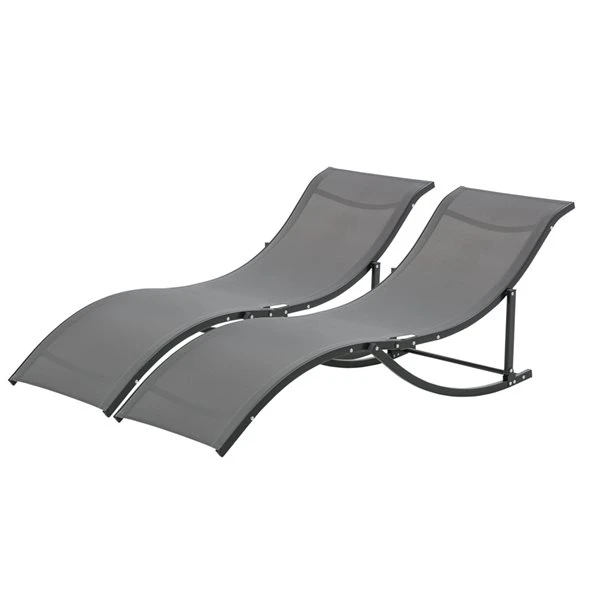 Chaises Longues Stationnaires Outsunny En Métal Gris Foncé Avec Siège En Maille Gris Foncé, Ensemble De 2 3 Chaises Longues Stationnaires Outsunny En Métal Gris Foncé Avec Siège En Maille Gris Foncé, Ensemble De 2