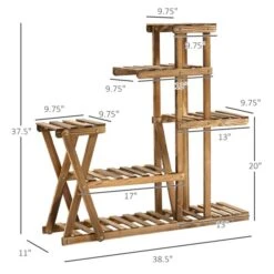 Support Pour Plantes Rectangulaire En Bois Brun Par Outsunny à 5 Niveaux De 37,5 po -Outsunny 330979365 AlternateImage2 l