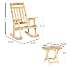 Chaise Berçante Outsunny En Bois Brun Pâle Avec Siège à Lattes Et Table Basse -Outsunny 330979368 AlternateImage2 l