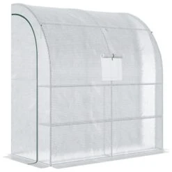 Serre Adossée Outsunny Blanche De 6,56 Po X 3,27 Po X 6,98 Po