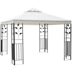 Abri De Jardin Permanent Outsunny En Métal Blanc Carré Avec Toit En Polyester De 9,7 Pi X 9,7 Pi